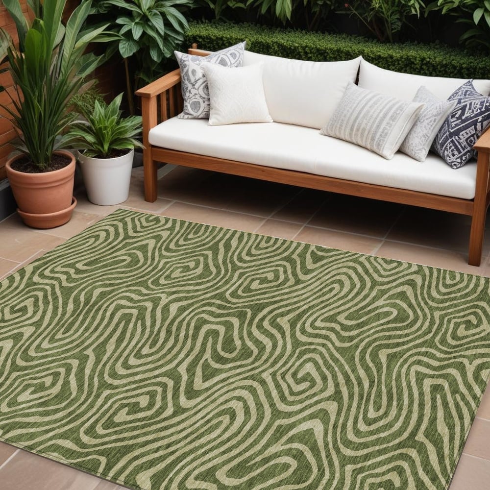 HomeRoots Abstract Transitional Rectangle Outdoor Rug