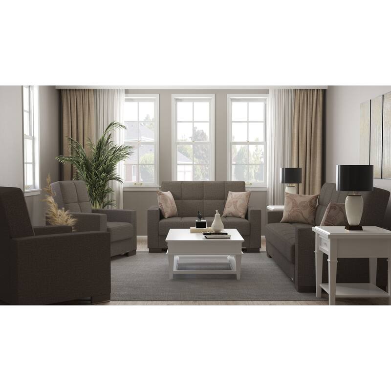 Collection Upholstered Convertible Loveseat With Storage