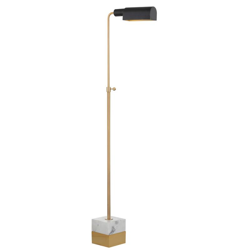Carlisle 56.5" Adjustable Brass Library LED Floor Lamp, Brass Gold/Carrara Marble by JONATHAN Y - 41-56.5" H x 17" W x 6" D
