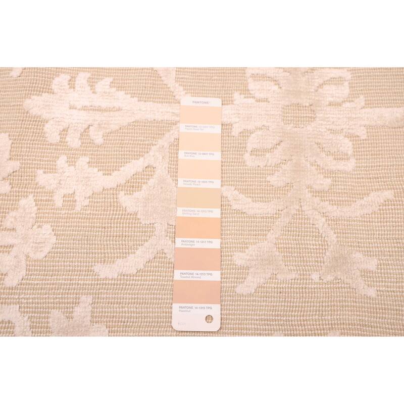 ECARPETGALLERY Hand Loomed Elysian Beige, Ivory Viscose, Wool Rug - 6'7 x 10'1