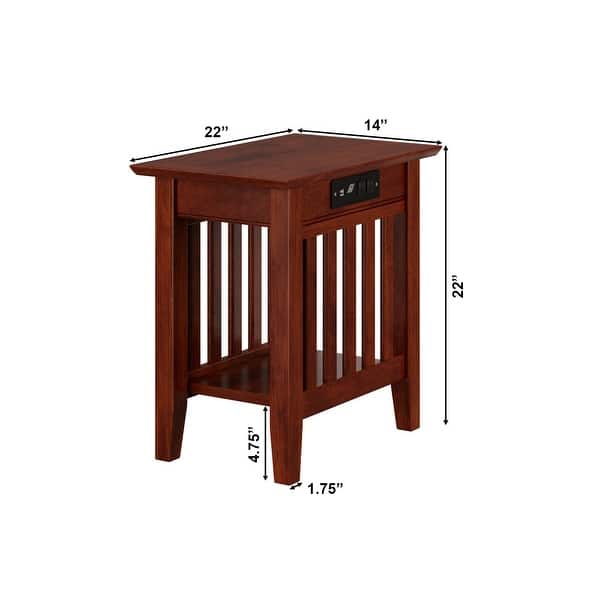 dimension image slide 0 of 4, AFI Mission Chair Side Table with Charging Station