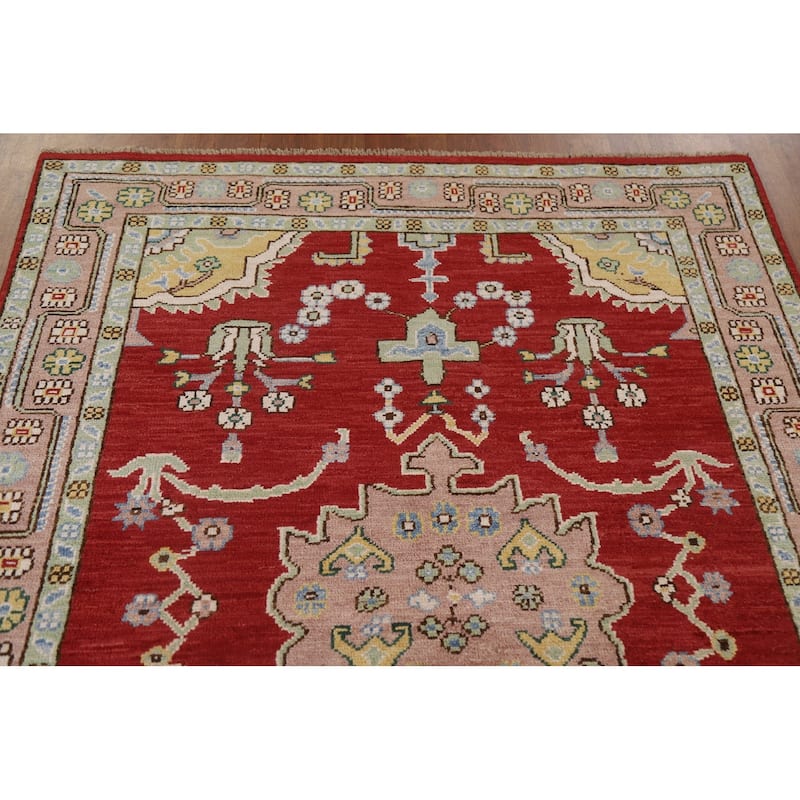 Oushak Turkish Area Rug Hand-knotted Wool Carpet - 4'6"x 6'1"