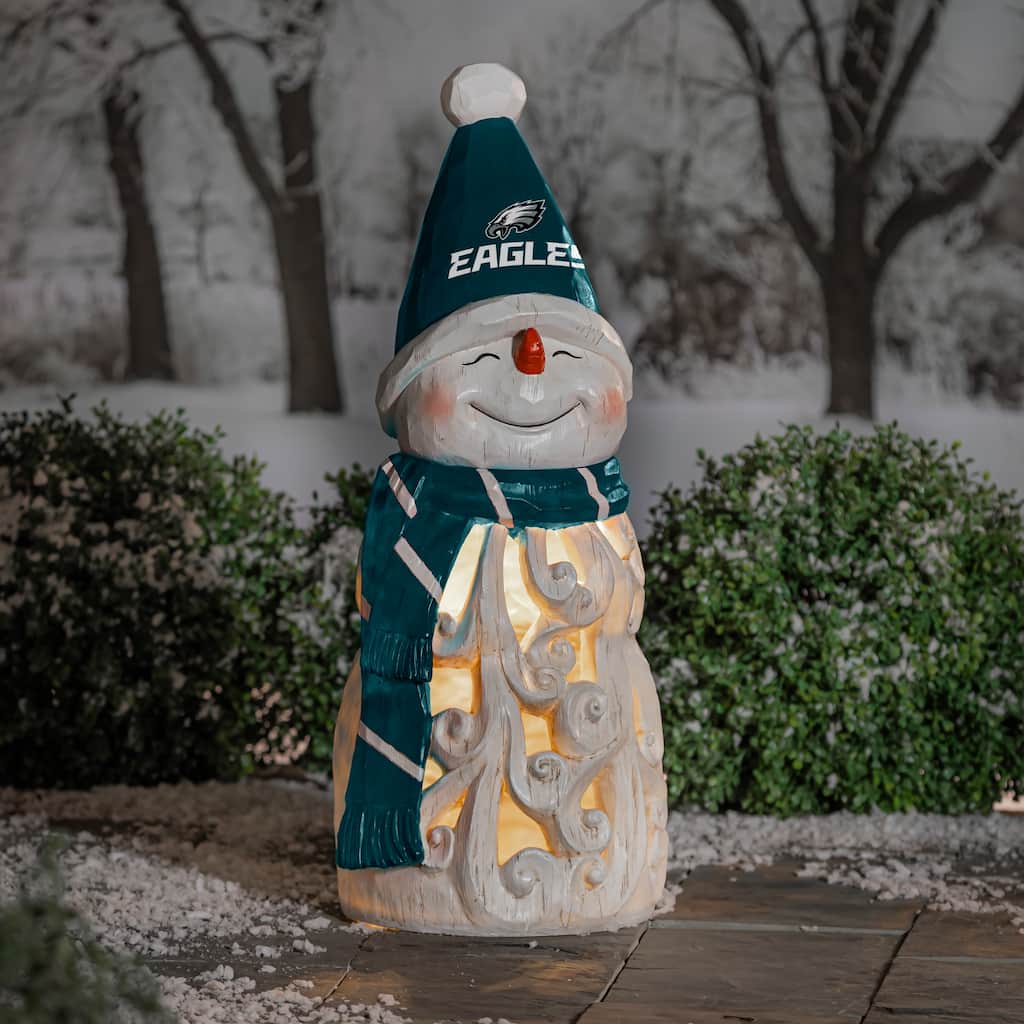 Philadelphia Eagles Snowman LED Garden Statuary, 26"