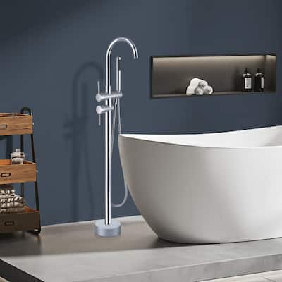 Topcraft Floor Mounted Bathtub Filler with Handheld Showerhead