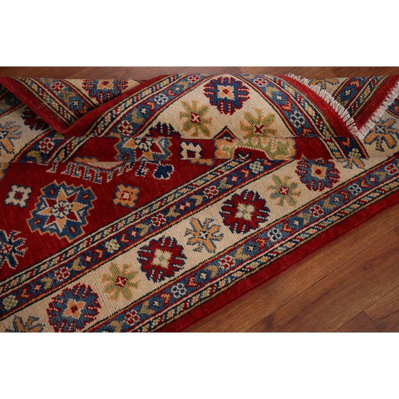 Oriental Red Kazak Accent Rug Handmade Wool Carpet - 3'4" x 4'11"