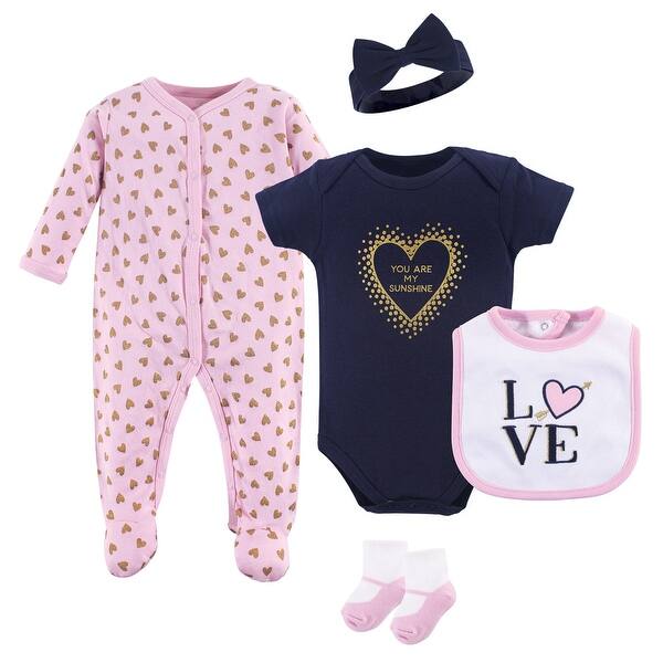 slide 1 of 1, Hudson Baby Infant Girl Cotton Layette Set, Love 0-3 Months - Love