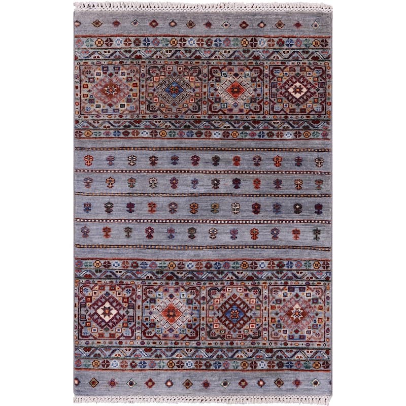 Golden Nile Khorjin Persian Gabbeh Hand Knotted Wool Rug - 2' 8" X 4' 1"