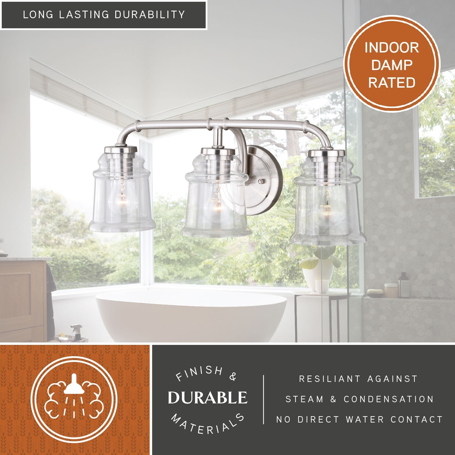 Toledo 3-Light 22 inch Wide Satin Nickel Bathroom Vanity Lighting