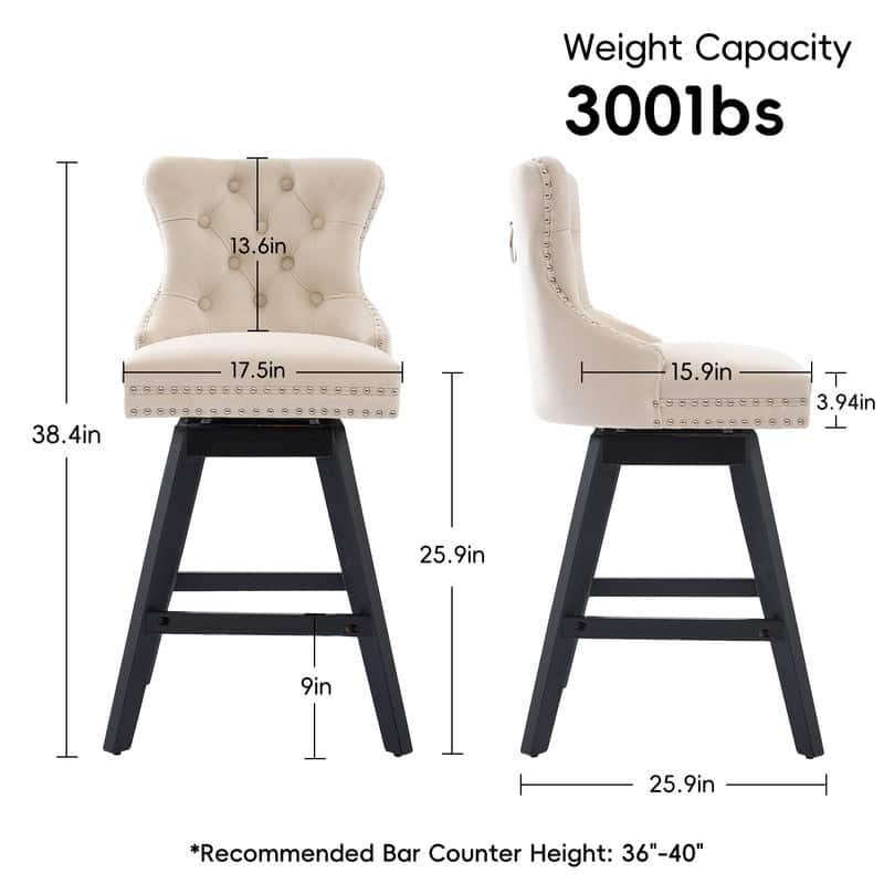 Swivel Velvet Leisure Counter Bar Stools Set of 8