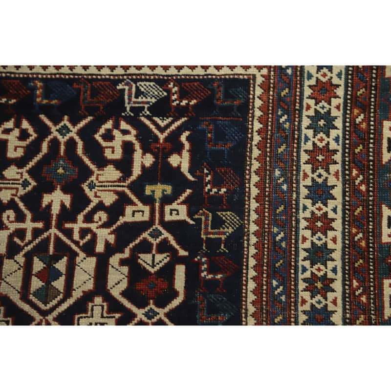 Hand Knotted Oriental 100% Wool Carpet Traditional Geometric Beige & Ivories Kazak Area Rug - 6' 5'' X 4' 5''