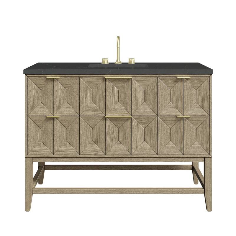 James Martin Vanities D100-V48-3CSP Emmeline 48" Single Basin Ash Wood - Pebble Oak - Oak Finish