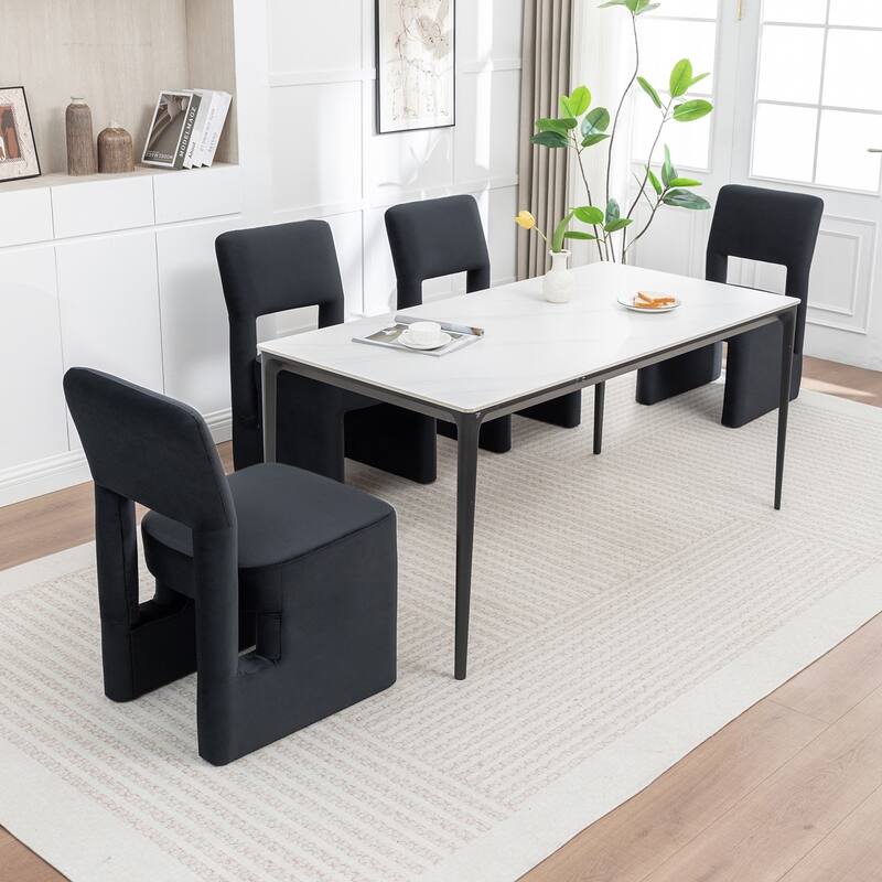 SEYNAR Modern Velvet Upholstered Armless Dining Chair Set of 4