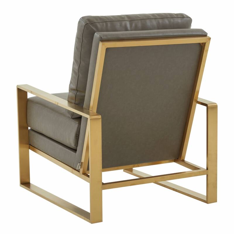 LeisureMod Jefferson 3-Piece Leather Armchairs and Geometric Coffee Table Set - 36"