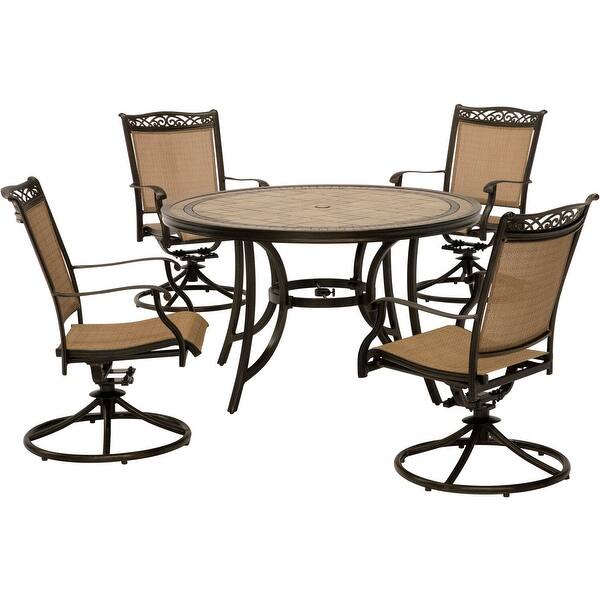 Shop Hanover Fontana 5 Piece Outdoor Dining Set With Swivel Rockers Overstock 15963972