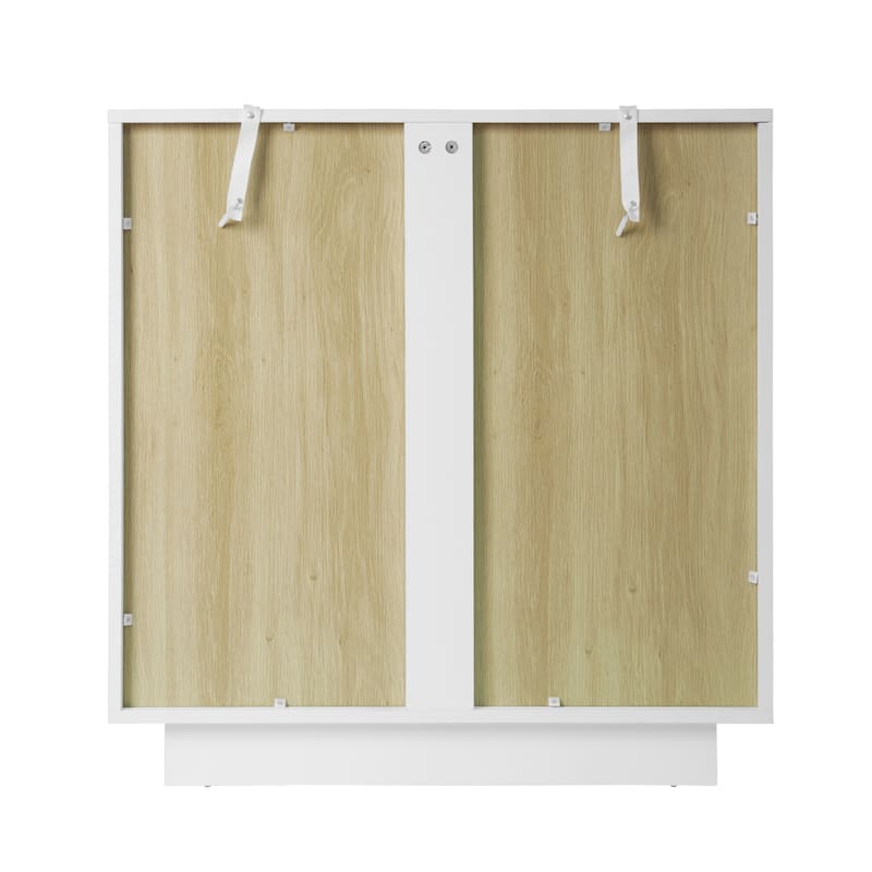Roomfitters Storage Cabinet with Acrylic Glass Doors, Modern Display Organizer for Living Room