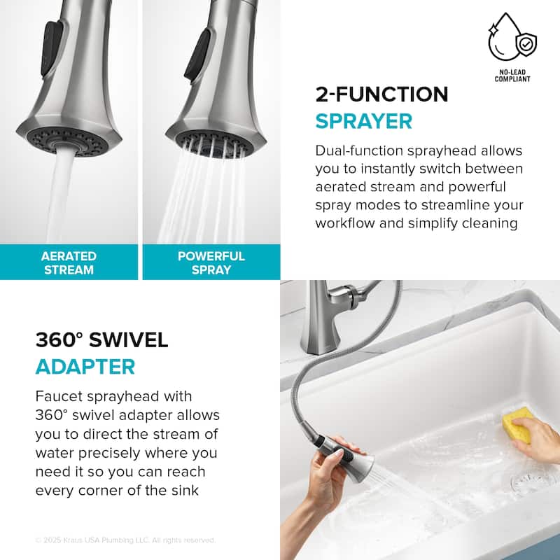 KRAUS Savan 2-Function Single Handle Pull Down Kitchen Faucet
