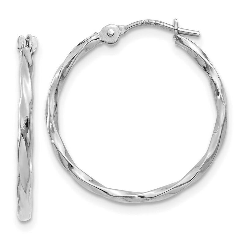 Curata 10k White Gold Polished Twisted Hoop Earrings - 18.9x19.2mm