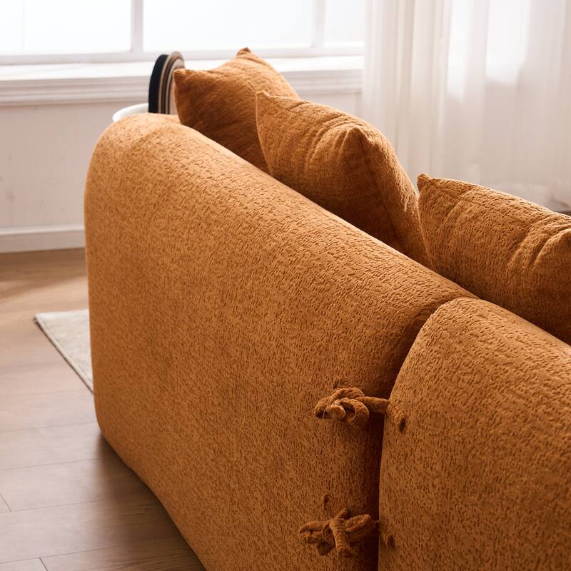 Full Compression Sponge L-Shape Sectional Sofa, Orange Modular Fabric Couch, 30D High-Density for Apartment Living Room