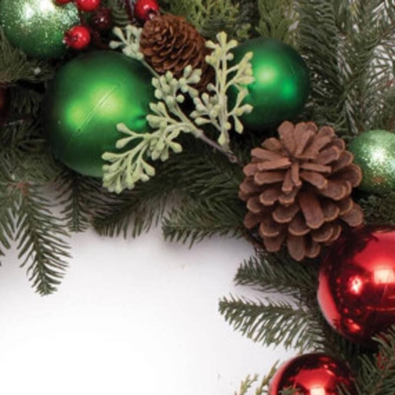 HomeRoots 29" Green Red And Brown Artificial Pine Pinecone And Ornaments Christmas Wreath