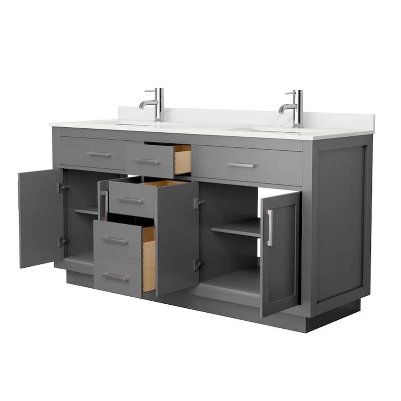Beckett TK 66-inch Double Vanity, Single Hole Quartz Top