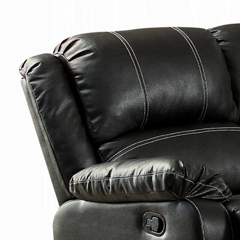Zuru Motion Manual Recliner Sofa, 3 Seater, Plush Black Faux Leather