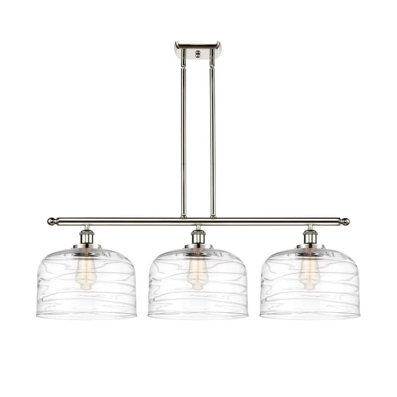 Innovations Lighting 916-3I-11-36-L Bell Linear Bell 3 Light 36" Wide - Polished Nickel / Clear Deco Swirl