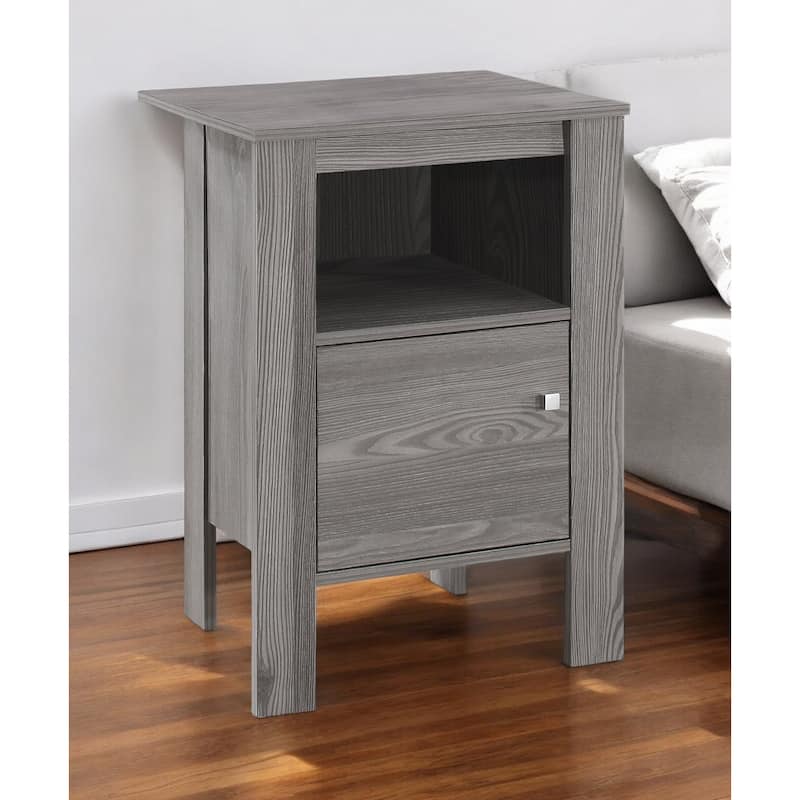 Contemporary 24" Wood Rectangular End Table with Shelf and Cabinet Modern Living Room Nightstand - 17.25"L x 14"W x 24.25"H