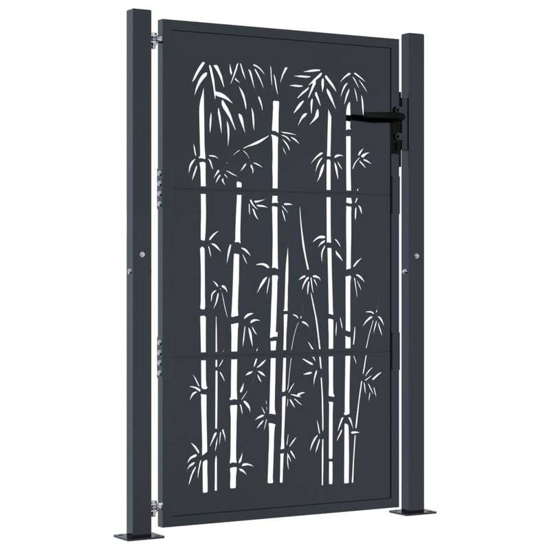 vidaXL Garden Gate Anthracite 39.4x49.2" Steel Bamboo Design - 41.3 x 51.2"