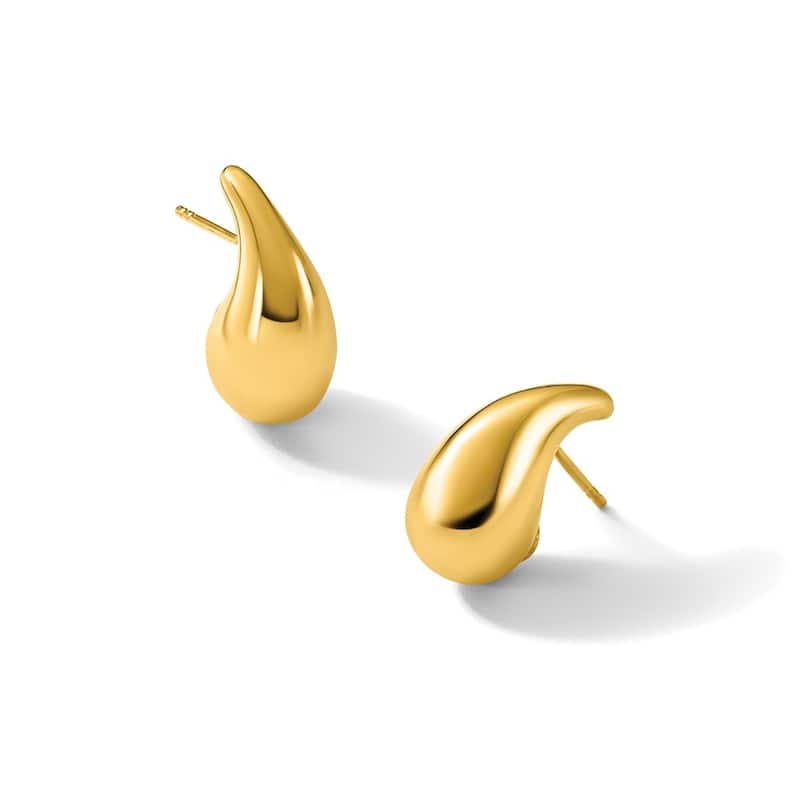 Curata Solid 18k Yellow Gold Italian 20x9.4mm Puffed Teardrop Dangle Earrings