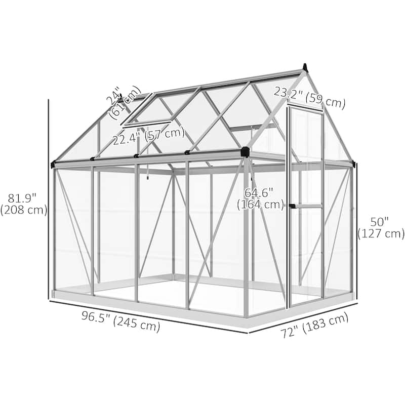 6' x 8' Greenhouse Walk-in Green House, Silver