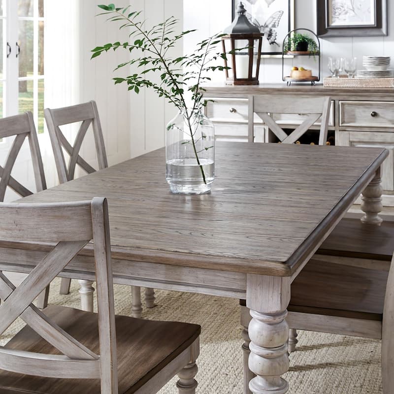 Cottage Lane Antique White with Weathered Gray Rectangular Leg Table