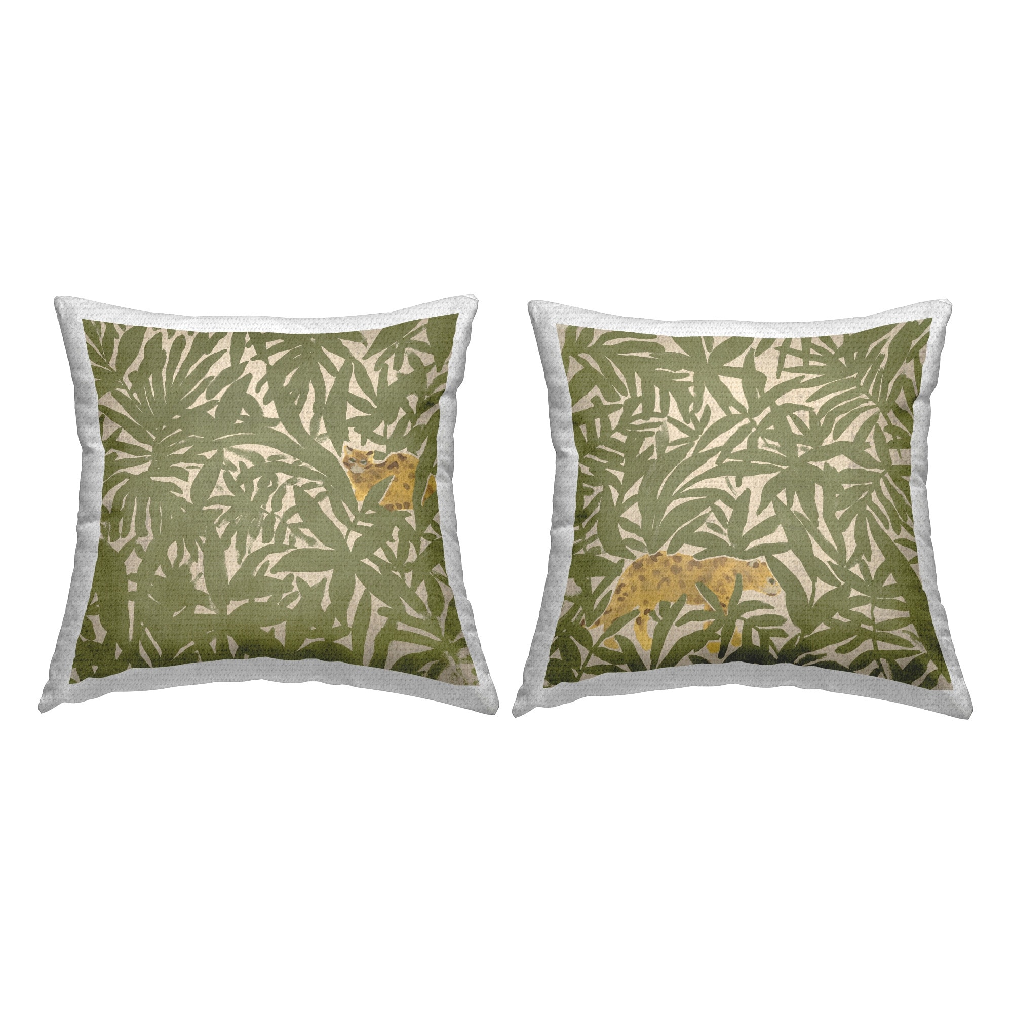 Stupell Hunting Jungle Cat Printed Outdoor Throw Pillow Design by June Erica Vess (Set of 2)