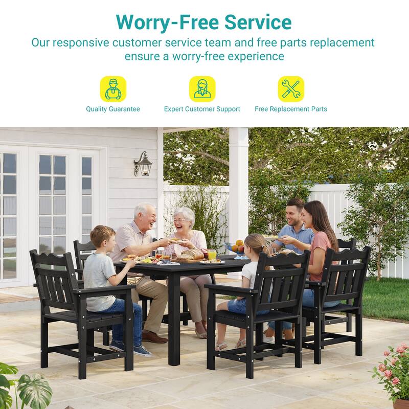 HIPS Outdoor Dining Set All-weather Patio Table and Chairs(Set of 7)