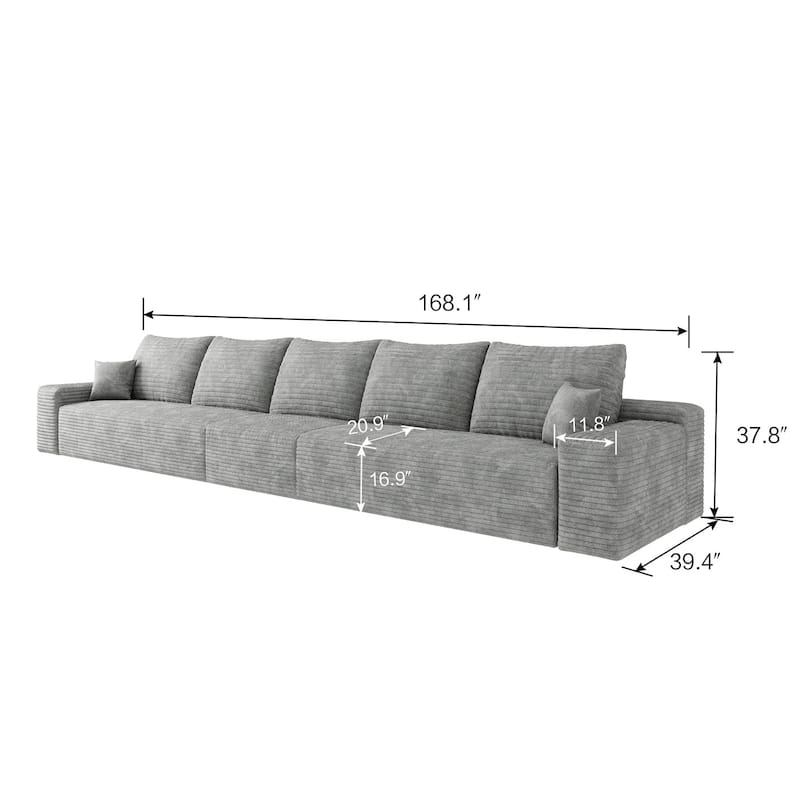 Sofa 168-in Casual Gray 5 -seater Sectional - 8' x 10'
