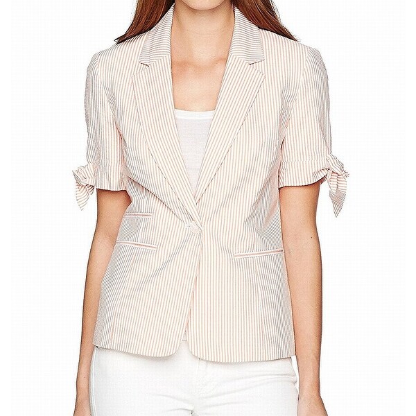 Nine West Women's Blazer White Orange Size 12 Pinstriped Single-Button. Opens flyout.