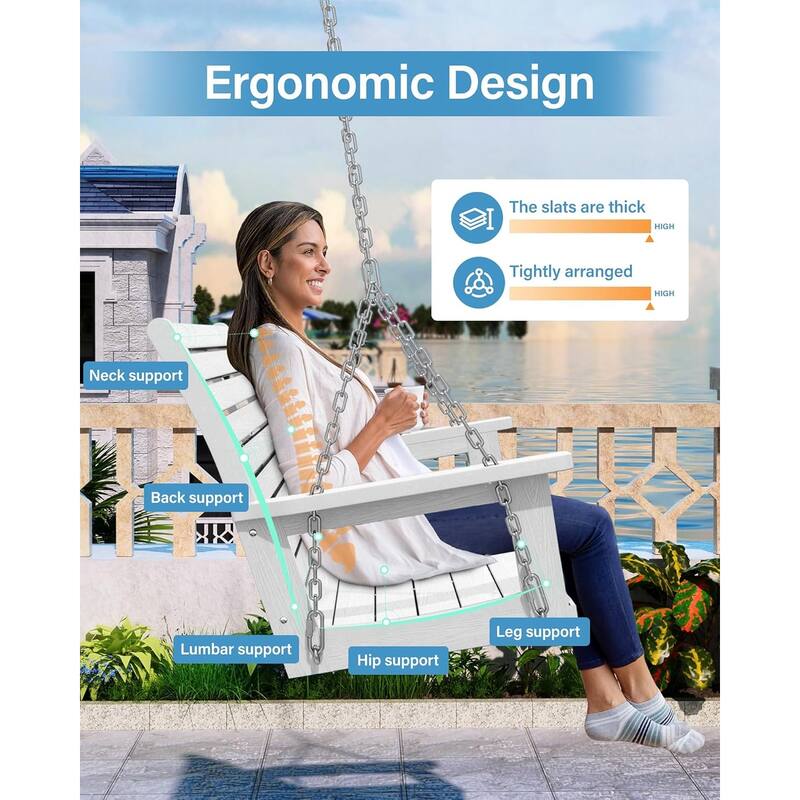 WINSOON 55" All Weather HIPS Outdoor Porch Swing