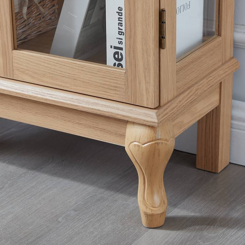 Elegant Curio Cabinet with Adjustable Shelves,LED Light and Mirrored Back Panel
