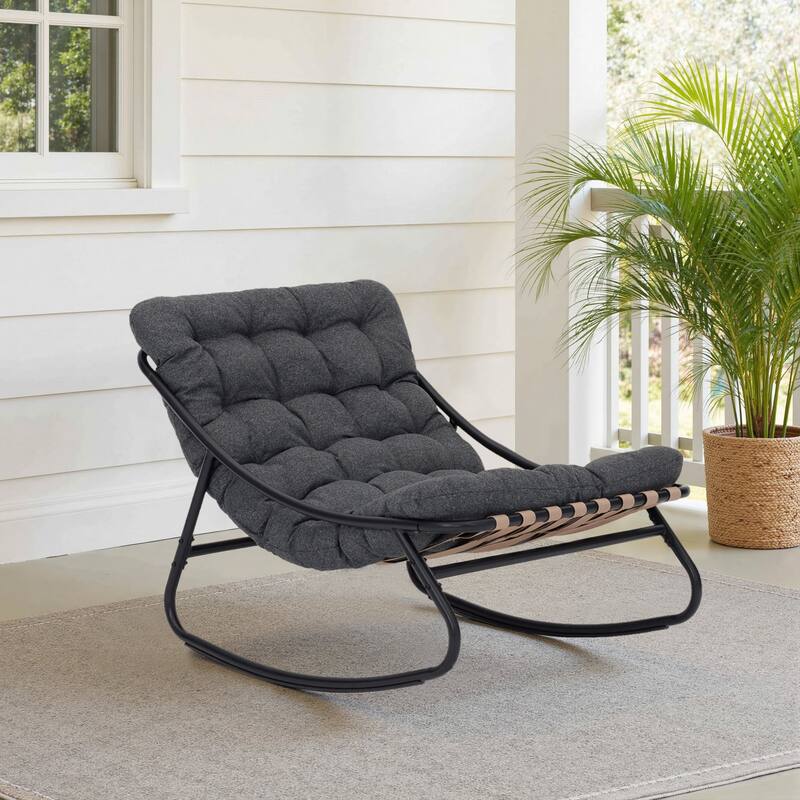 Outdoor Patio Scoop Rocking Lounge Chair with Cushions