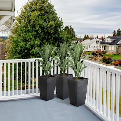 Outsunny Set of 3 Tall Planters, Outdoor & Indoor Flower Pot Set for Front Door, Entryway, Patio and Deck