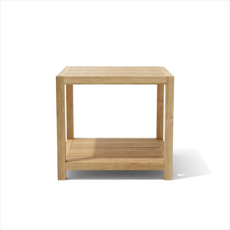 HomeRoots 22" Natural Square Solid Wood Outdoor Side Table