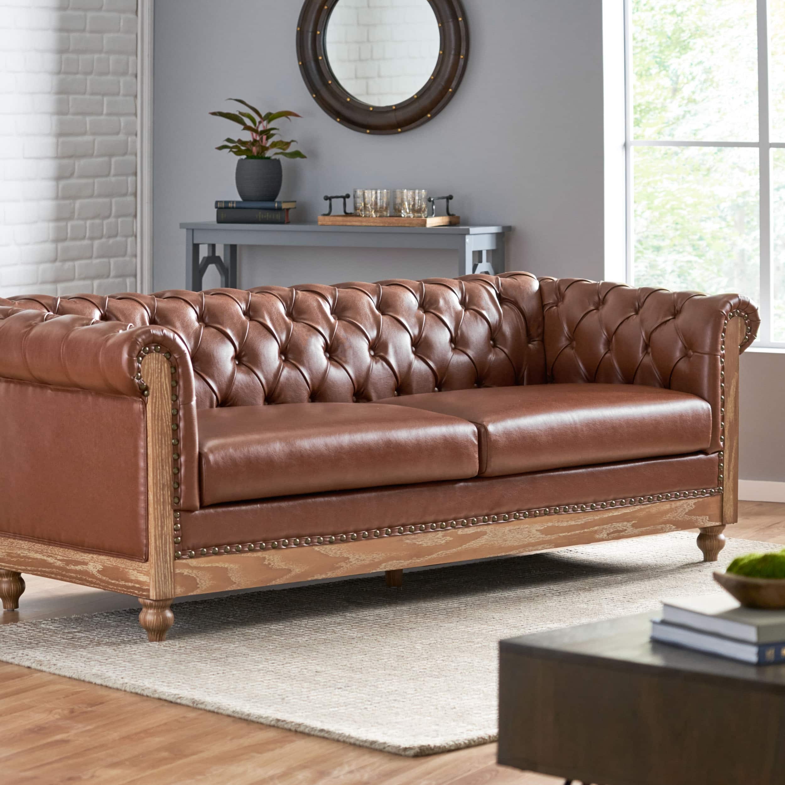 Option Faux Leather + Cognac Brown, Natural