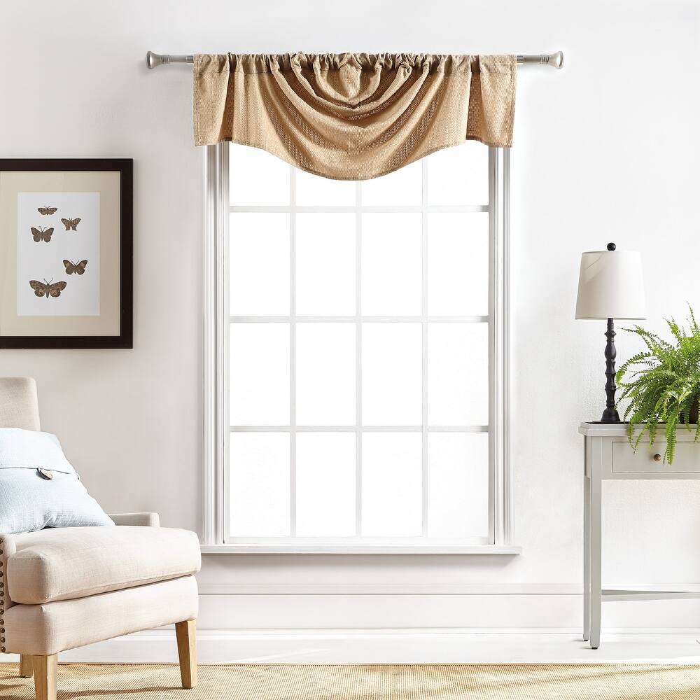 Martha Stewart Chenille Stitch Semi Sheer Rod Pocket Window Curtain - Panel Pair or Valance