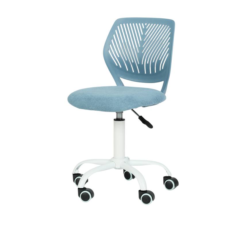 Turquoise and White Adjustable Height Swivel Rolling Office Chair