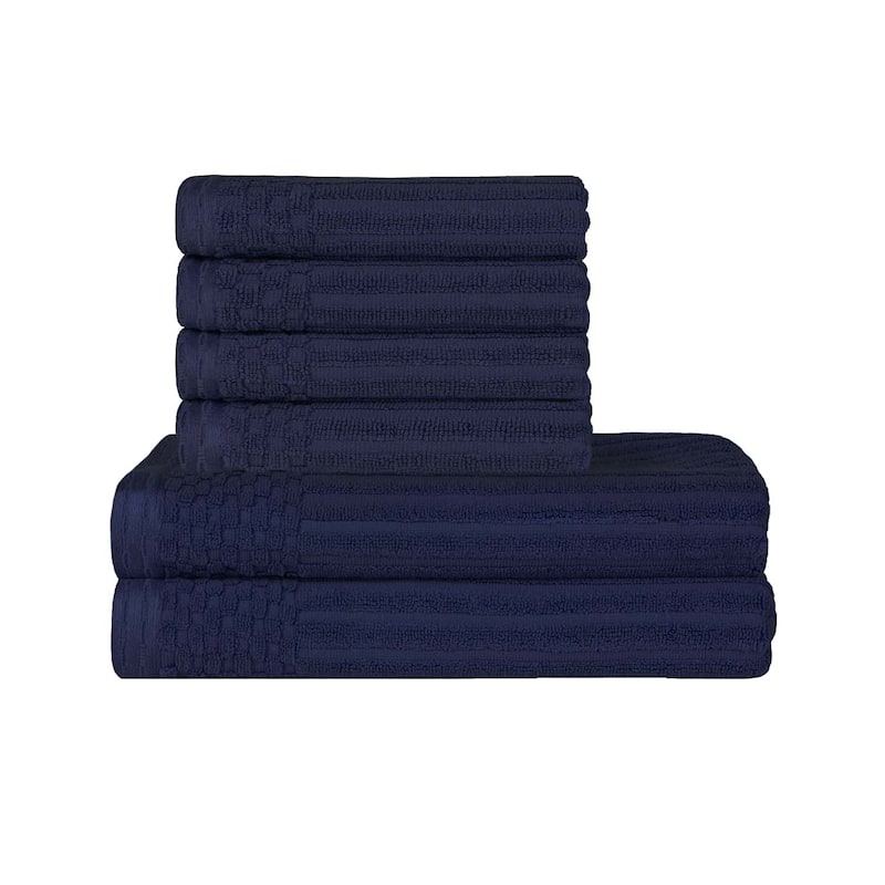 Superior Ribbed Cotton Absorbent Heavyweight Hand Towel and Bath Towel Set