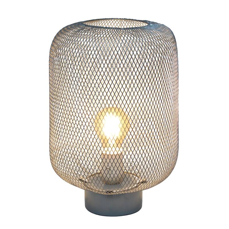 Metal Mesh Wire Table Lamp - 11.75" - Gray