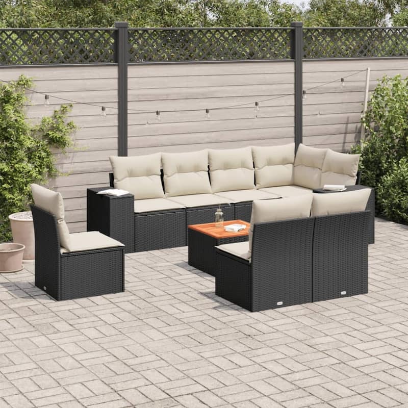 vidaXL Garden Sofa Set Black, Cream White - 21.7 x 21.7 x 14.6 in