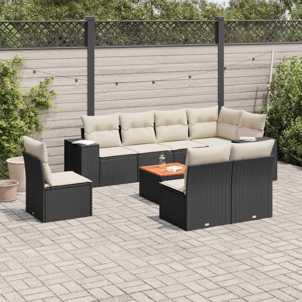 vidaXL Garden Sofa Set Black, Cream White - 21.7 x 21.7 x 14.6 in
