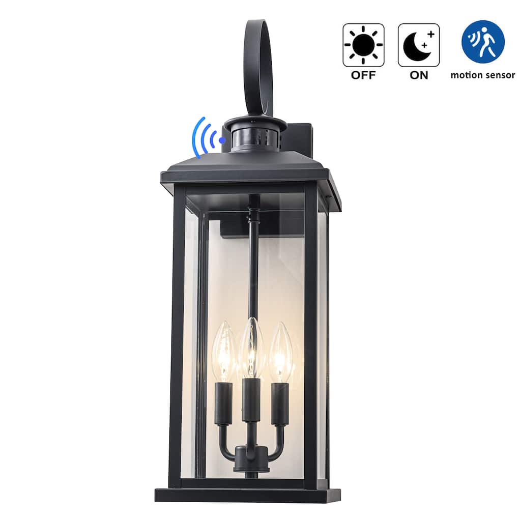 C Cattleya 1-Pack 3 Light 23" Motion Sensor Dusk to Dawn Outdoor Wall Lights