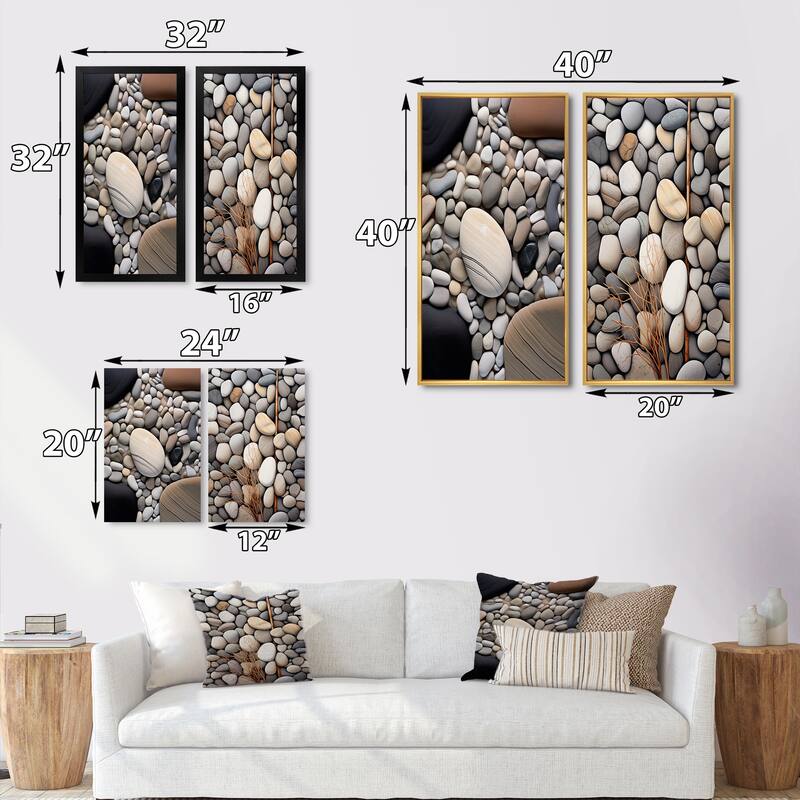 Designart "Beach Photo Harmonious Balance" Coastal Beach Wall Art Set Of 2 Grey Nautical Wall Art For Home Decor