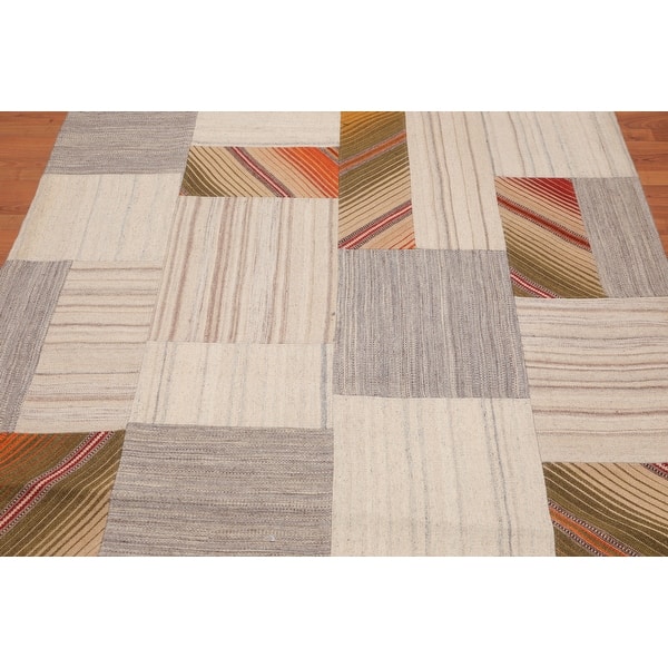 Hand Woven Beige Taupe Flatweave Wool Traditional Oriental Area Rug 5x7 5 X 8 Overstock 31523636